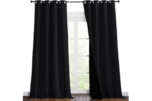 NICETOWN Extra Long Truly Blackout Drapes for Hall and Villa, 100% Blackout Window Curtain Panels with Black Lined for Night 