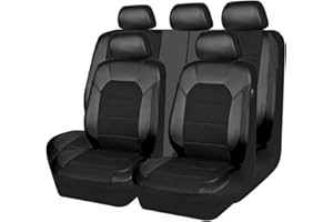 CAR PASS Leather and 3D Air Mesh Universal Fit Car Seat Covers, for Sedans,Trucks,Suvs,Airbag Compatible,Zipper Design and Reserved Opening Holes for Headrest(Full Set, Black and Black)