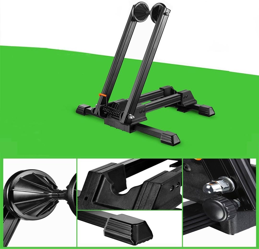 Jolitac Foldable Bicycle Storage Stand Sports Bike Floor Parking Rack Alloy Wheel Holder Fit 20-29 inch Bikes Indoor Home Garage Using (Black) - Image 3