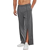 Deyeek Tear Away Pants for Men Full Zipper Legs Sweat Pants Mens Open Bottom Sweatpants Breakaway Cotton Post Surgery Pants