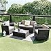 Wisteria Lane 5 Piece Outdoor Furniture Set,Patio Sectional Sofa All Weather Wicker Chair Loveseat Glass Table Conversation Set,Grey