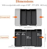 Lifewit Utensil Drawer Organiser Extendable Cutlery Tray Black Medium view 2