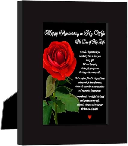 Joyeux Anniversaire To My Wife The Love Of My Life Amour Poeme Carte En Cadre Noir Amazon Fr Fournitures De Bureau