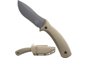 Off-Grid Knives SIDEKICK - Compact EDC Fixed Blade Knife, Scout and Vertical Carry, Sandvik 14C28N Steel, G10 Handle, Kydex Sheath, 360° Rotating Belt Clip, Camping, Fishing, Hunting, Boating (Coyote)