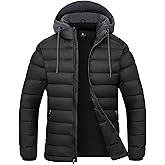 SWISSWELL Mens Lightweight Puffer Jacket with Hood Quilted Insulated Water-Resistant Coat Warm Winter Zip Up Hooded Jacket
