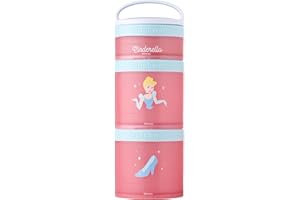 Whiskware Disney Princess Cinderella, Stackable Snack Containers for Kids, 3 Stackable Snack Cups for School or Travel, Backpack and Cupholder Friendly, Glass Slipper
