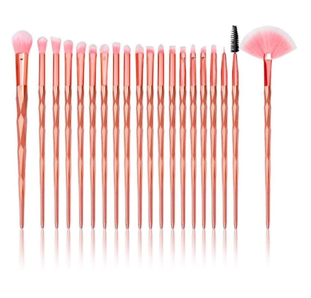 20pcs Makeup Brush Set, Premium Synthetic Kabuki Brushes Set for Foundation, Shading, Eyebrow, Face Blender, Makeup Brush Kit (ROSE GOLD)