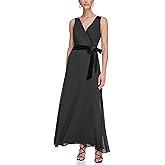 DKNY Womens Mix Media Double Vneck Sleeveless Dress