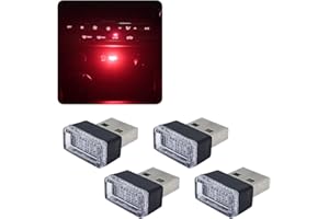 Miytsya 4 PCS USB-LED Car Interior Atmosphere Lamp, Night Led Decoration Mini USB Light, Ambient Lighting Kit, Charging for Interior Led Lights (Red)