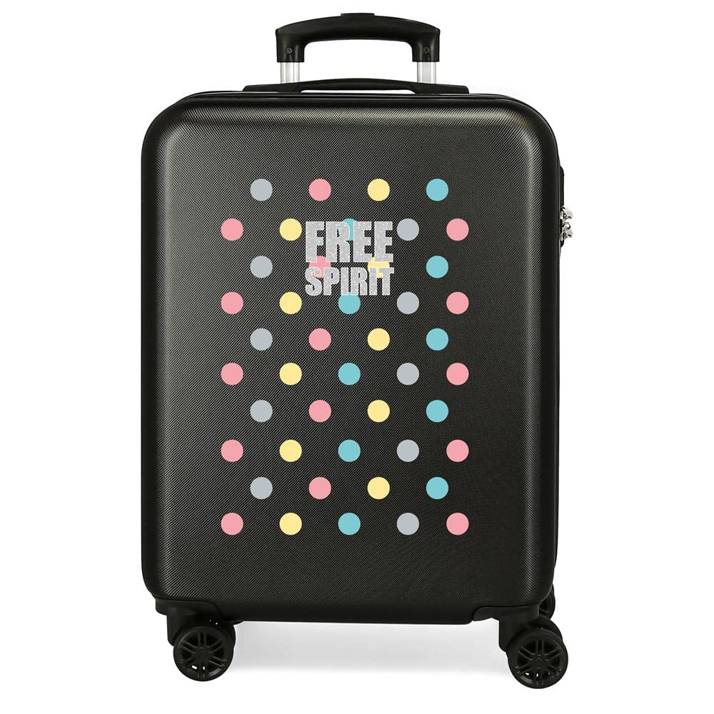 Movom Free Dots Black Cabin Suitcase 38x55x20 cms Rigid ABS Combination lock 34L 2,6Kgs 4 double wheels Hand Luggage