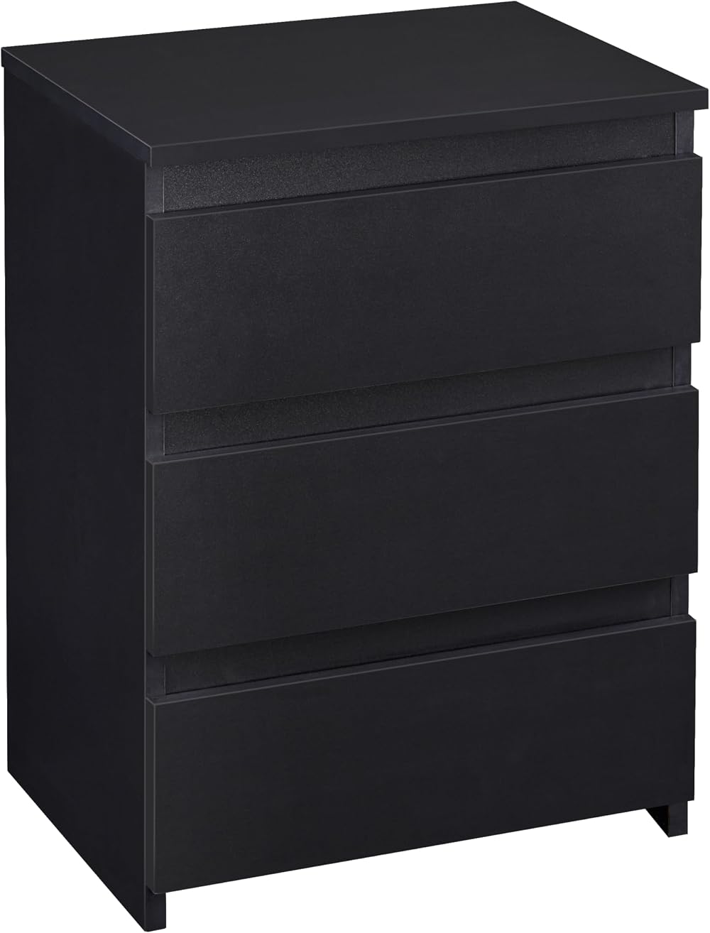 Yaheetech Bedside Table with 3 Drawers Black Wooden Nightstand 35x45x60.5 cm