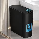 TIPGO 5 Gallon Automatic Bathroom Trash Can with Lid, Black, Touchless | Motion Sensor, Slim Smart Garbage Bin, Plastic Wastebasket, Battery Operated, Manual Button, for Bedroom, Office, RV