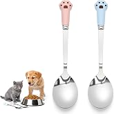 Nogeqi 2 Pcs Cat Food Spoon, Stainless Steel Cat Spoons for Wet Food, Cute Claw Cat Spoon for Dog and Cat Food Can(Pink Blue)