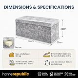 Home Republic Large Faux Leather Ottoman Storage Box Crushed Velvet Silver Grey view 3