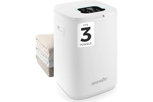 SereneLife Towel Warmer Bucket - Compact 23L Bathroom Towel Heater with Essential Oils Disc Holder, Adjustable Timer, Auto Shut-Off, Power Cord Storage & LED Display, Fits 2 Oversized Towels (White)