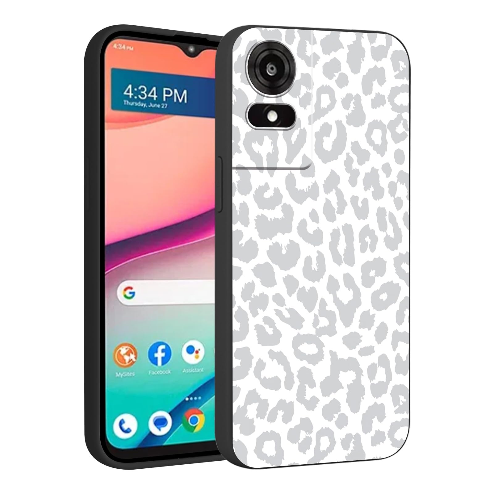 lioscre Cute Cheetah Print Phone Case for TCL k24 / TCL 50 le 6.56", Aesthetic Coquette Grey Leopard Pattern Design Case Soft Slim Shockproof TPU Protective Funda Cover for Women Girls