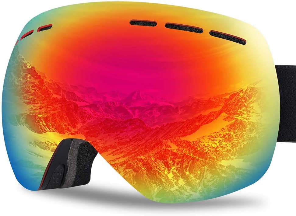 FEILAN Ski Goggles Pro Snowboarding Goggle with UV 400 Double Lens Anti-fog Skating Goggles For Women Men Ladies Youth Teen -Multicolour Lens