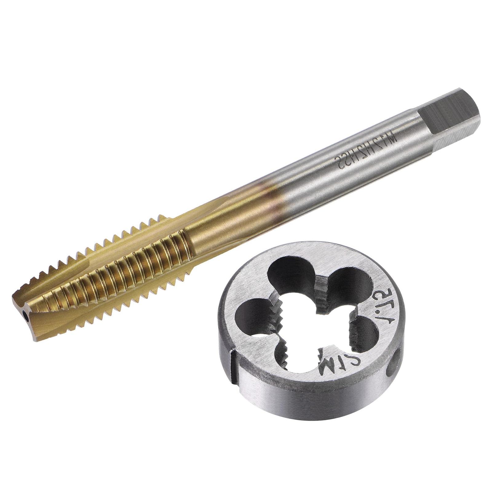 MACHSWON Tap and Die Set Metric M14x1.75,HSS (High Speed Steel) Titanium Plated Machine Spiral Point Thread Screw Tap,Alloy Steel Round Threading Die