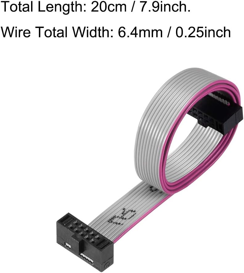 sourcing map IDC Wire Flat Ribbon Cable FC/FC Female Connector A-type 10Pins 1.27mm Pitch 20cm Length, Pink - Image 5
