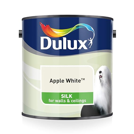 Dulux Silk Emulsion Paint For Walls And Ceilings Apple White 2.5L
