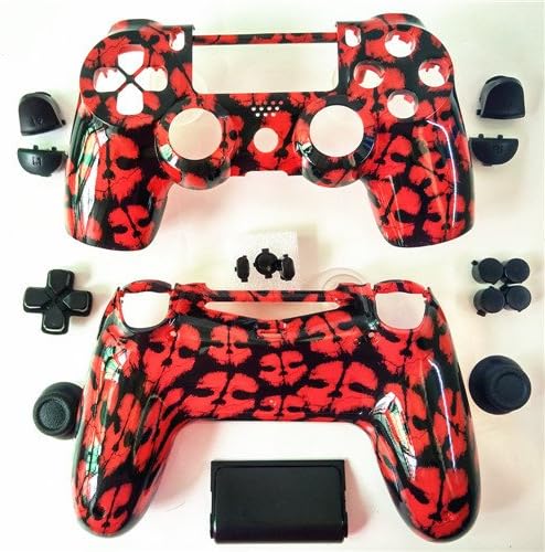 Amazon Com Wps Hydro Dipped Red Ghosts Skulls Replacement Designer Housing Shell And Full Button Set For Ps4 Controller Home Audio Theater