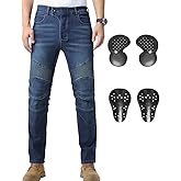 CTBQiTom Men's Motorcycle Pants Motocross Riding Jeans Adventure Motorbike Pants with Knee and Hip CE Armor Protector Pads