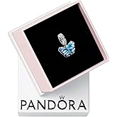 PANDORA Blue Murano Glass Butterfly Dangle Charm - Compatible with PANDORA Moments - Gift for Her - Sterling Silver & Murano Glass with Cubic Zirconia - With Gift Box