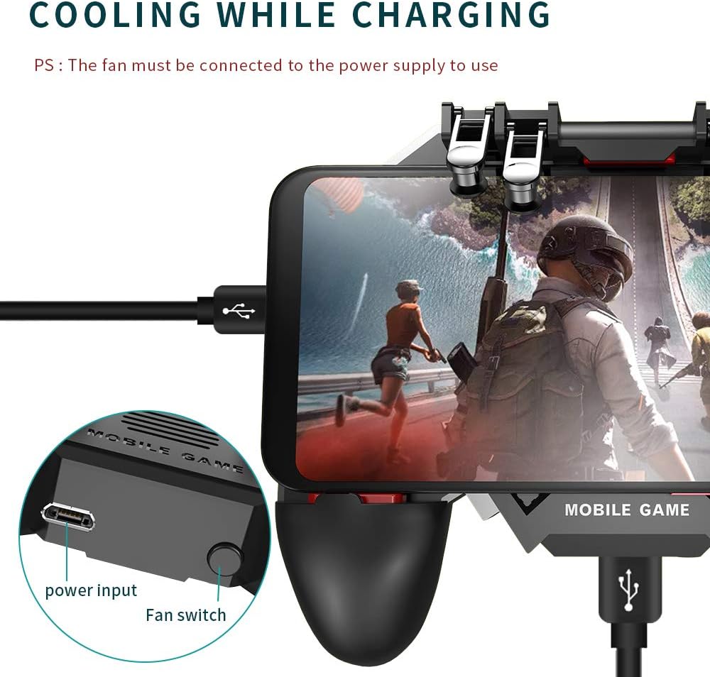 Newseego Mobile Game Controller, [Upgrade] 6 Finger Trigger Phone Controller Gamepad with Cooling Gamepad for Shooter Sensitive Aim Trigger for Android & iOS for Knives Out/Rules of Survival: Computers & Accessories