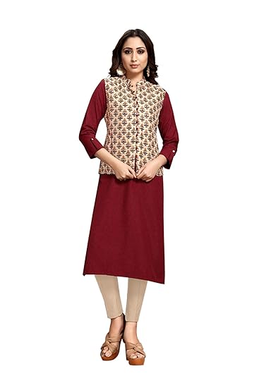 Uniform Sarees Corp Ethena Newage Ethnic Urban Workwear | A-Line Kurta | Cotty | Leggings Maroon