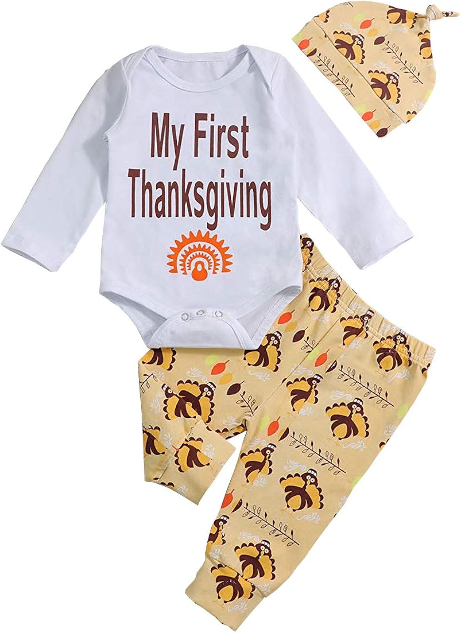 Seyurigaoka Newborn Baby Boy Girl Thanksgiving Outfits My First Thanksgiving Romper One Piece Jumpsuit Pajamas Rompers Clothing Shoes Jewelry Emosens Fr