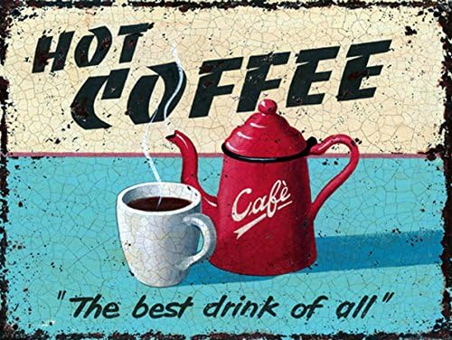 Coffee Vintage Metal Sign, Diner Retro, Shabby Chic, Tin Wall Plaque (Regular 20cm x 15cm)