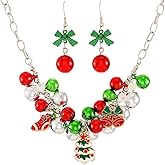 Sixexey Christmas Tree Necklace Earrings Jingle Bell Jewelry Xmas Holiday Necklace Jewelry for Women