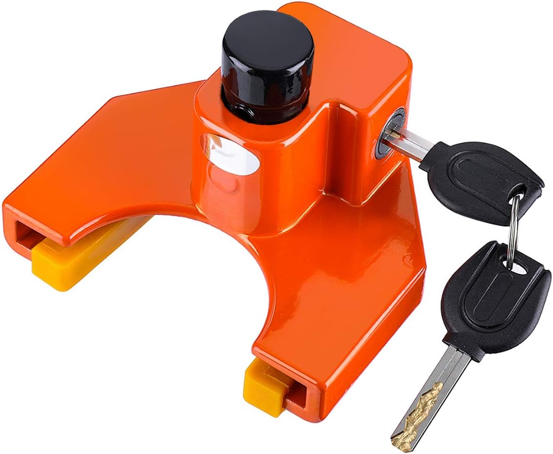 Audew Car Wheel Clamp Anti Theft Lockable Hitch Lock for Boat, Tractor, Trailer, Motorcycle, Horse Box, Caravan -Orange 2 Keys