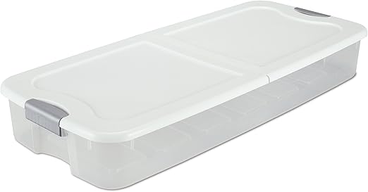 Amazon Com Sterilite 19968004 74 Quart Ultra Underbed Box See Through With White Lid And Titanium Latches Clear 4 Pack Lidded Home Storage Bins