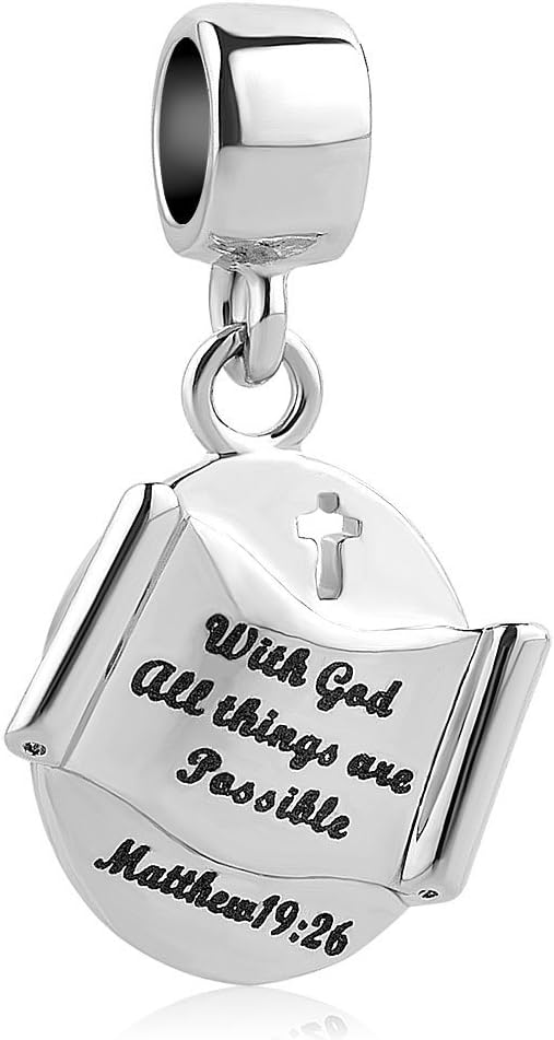 Sug Jasmin Religious Cross Charm With God All Things Are Possible Beads For Bracelets