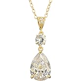 Deerllia Teardrop Necklace Cubic Zirconia Drop Wedding Bridal Pendant Necklace for Women, Silver Rose Gold Plated Copper Brass Micro Inlay CZ Simple Fine Jewelry Gifts Mother's Day Valentines