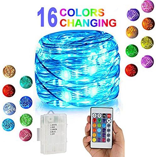 Yenl LED String Lights,Battery Powered Multi Color Changing String Lights With Remote,50leds Indoor Decorative Silver Wire Lights for Bedroom ,Patio,Outdoor (1 pack,16.4ft,Multi Color)