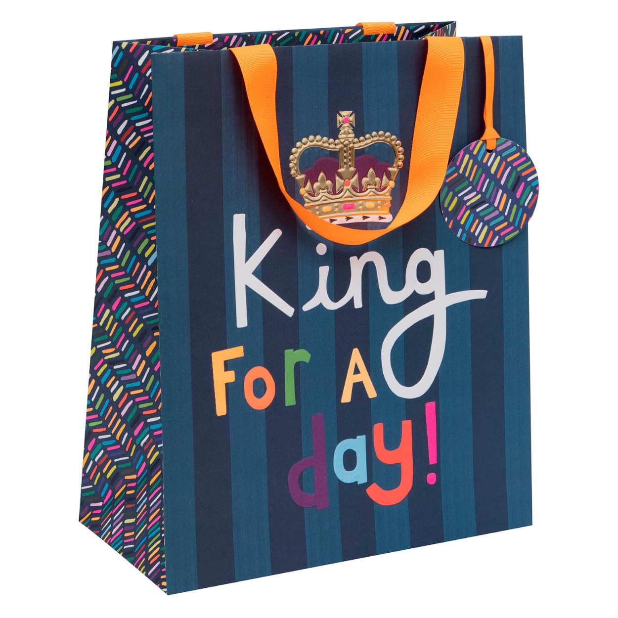 Glick Luxury Large Gift Bag 'King for a Day', Perfect for Father's Day for Dad, Suitable for Uncle, Brother, Nephew, Measuring 315 x 260 x 135 mm, Blue