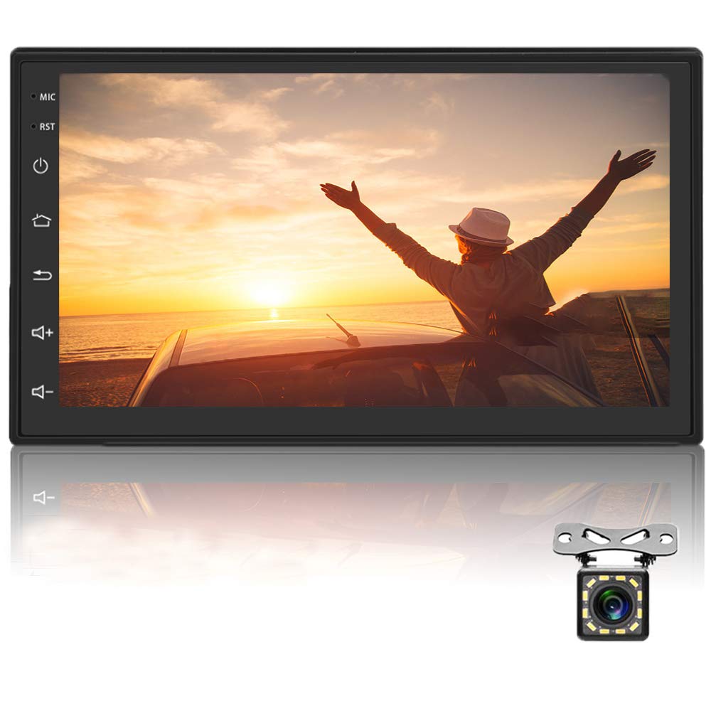 Android Double Din Car Radio with Bluetooth GPS Navigation WiFi 7" LCD Touch Screen Head Unit Support iOS Android Phones Mirror Link/Dual USB/FM+Backup Camera