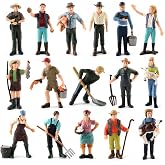 FOWIUNYE 16Pcs Little Farmer People Figures, Plastic Farm Keeper Figurines Realistic Hand Painted Farmer People Figurines Preschool Educational Learn Cognitive Christmas Toys for Kids