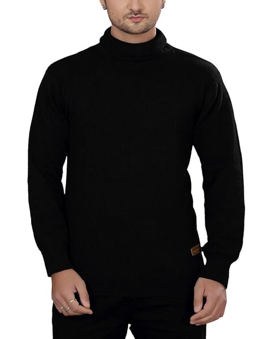 Elegance Cut Black Cotton Men's Turtleneck Sweater: Amazon.in: Clothing & Accessories