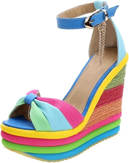 rainbow wedge heel shoes