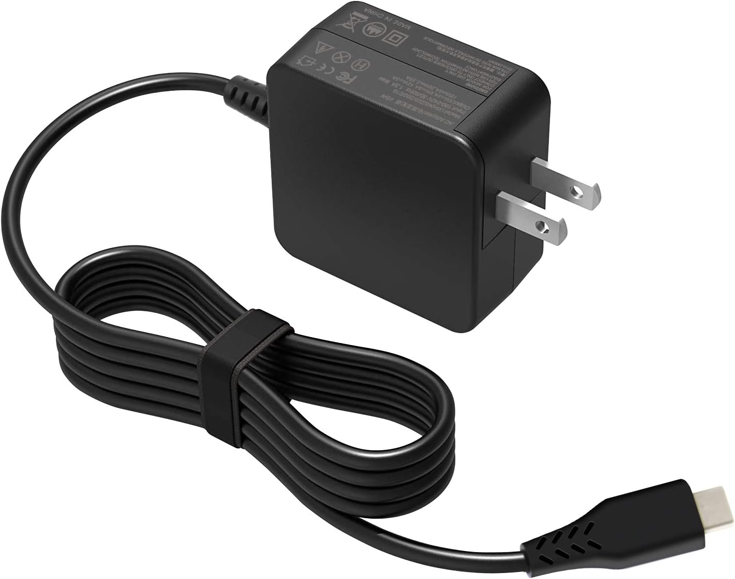 45W USB Type C Charger PD Adapter Power Replacement for HP Spectre x360 13 HP Pavillion X2 TPN-CA01 N8N14AA#ABL; Acer Travelmate B1 Lenovo Yoga 720 910 ThinkPad X1 Yoga5 Pro Power Supply Cord