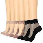 Campsis Women Sheer Socks Nude Sheer Ankle Socks Dress Nylon Sock(6 Pairs)
