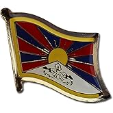 Tibet Flag Die-struck Metal Single Lapel Pin with Butterfly Clasp Closure