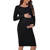 Smallshow Women's Knit Maternity Dress Long Sleeve Pregnancy Clothes