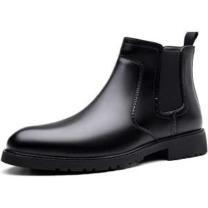 DEVILEYEZE Mens Leather Chelsea Boots Casual Stylish Slip-On Platform Ankle Boots Business Chukka & Oxford Style Dress Boots