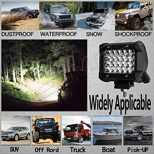 LED Light Pods,4Inch 2PCS 144W LED Pod Light Spot Beam Work Light Bar LED Flood Light Pods Quad Row Cube Driving Fog Lights for Jeep Off-road Truck Boat ATV SUV (24LEDs - 72W) - Thumbnail 5