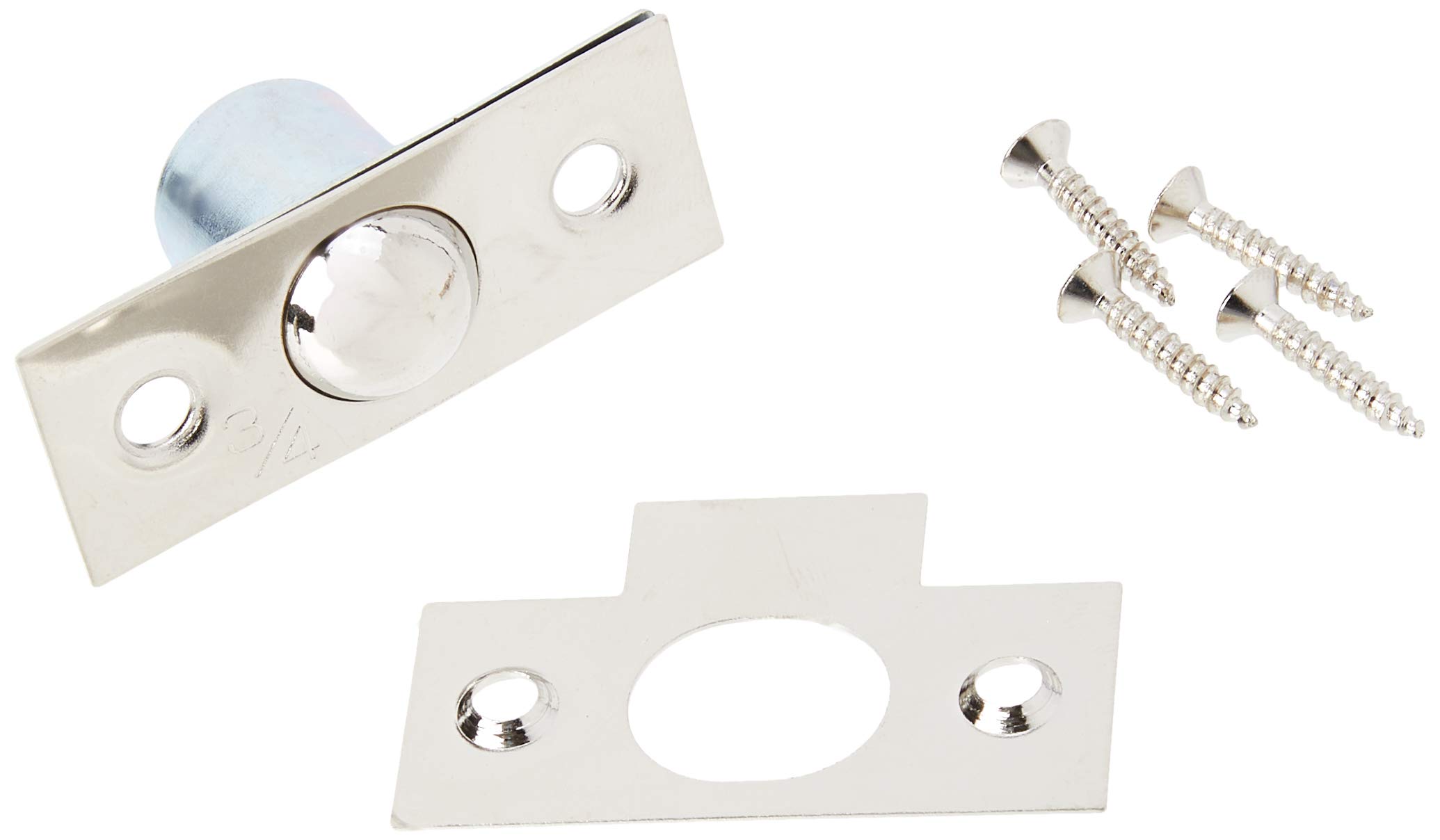 Merriway BH03031 Bales Tubular Ball Cupboard Cabinet Door Catch, 19mm (3/4 inch) - Nickel Plated Plates