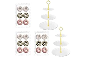5 Pcs Dessert Table Display Set with 2 Pcs 3 Tier Cupcake Stand Holder and 3 Pieces Serving Tray Combo for Tea Party Birthday